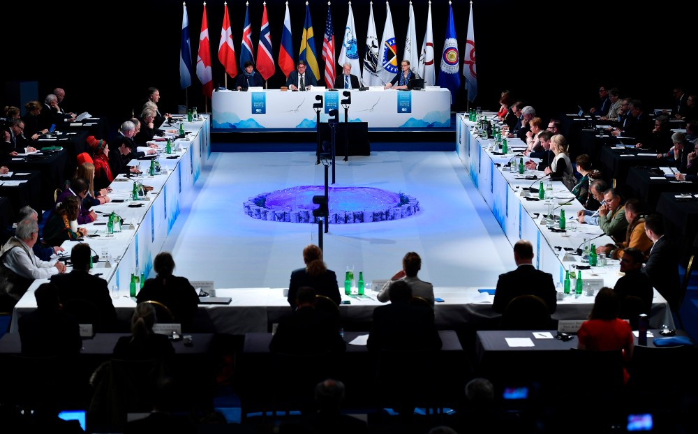 Participants at their seats to attend the 11th Ministerial Meeting of the Arctic Council in Rovaniemi, Finland on May 7, 2019.