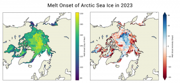 Melt onset for Arctic sea ice 2023