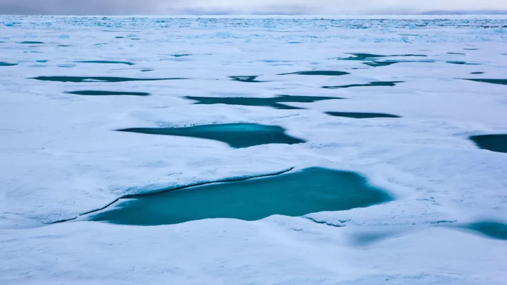 A wind pattern known as the Arctic Dipole helps control how much warm, salty Atlantic Ocean water enters the Arctic Ocean via the Fram Strait (shown) between Greenland and Norway’s Svalbard archipelago. That influx of Atlantic water in turn influences the rate of Arctic sea ice melting. deadlyphoto.com/Alamy Stock Photo