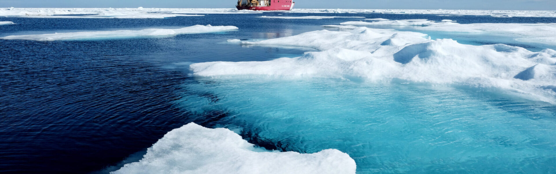 ARCTIC OCEAN, AK – JULY 29: Ice floes surround the U.S. Coast Guard Cutter Healy in the Arctic Ocean on July 29, 2017. The cutter is the largest icebreaker in the Coast Guard and serves as a platform for scientific reseach. (Photo by Bonnie Jo Mount/The Washington Post via Getty Images)