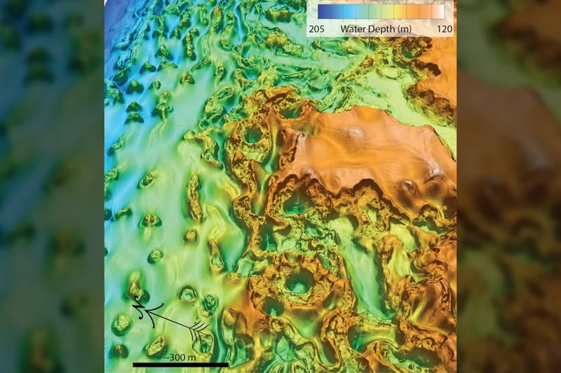 Seafloor mapping by autonomous underwater vehicles showing mounds and craters at the edge of the continental shelf in the Canadian Beaufort Sea