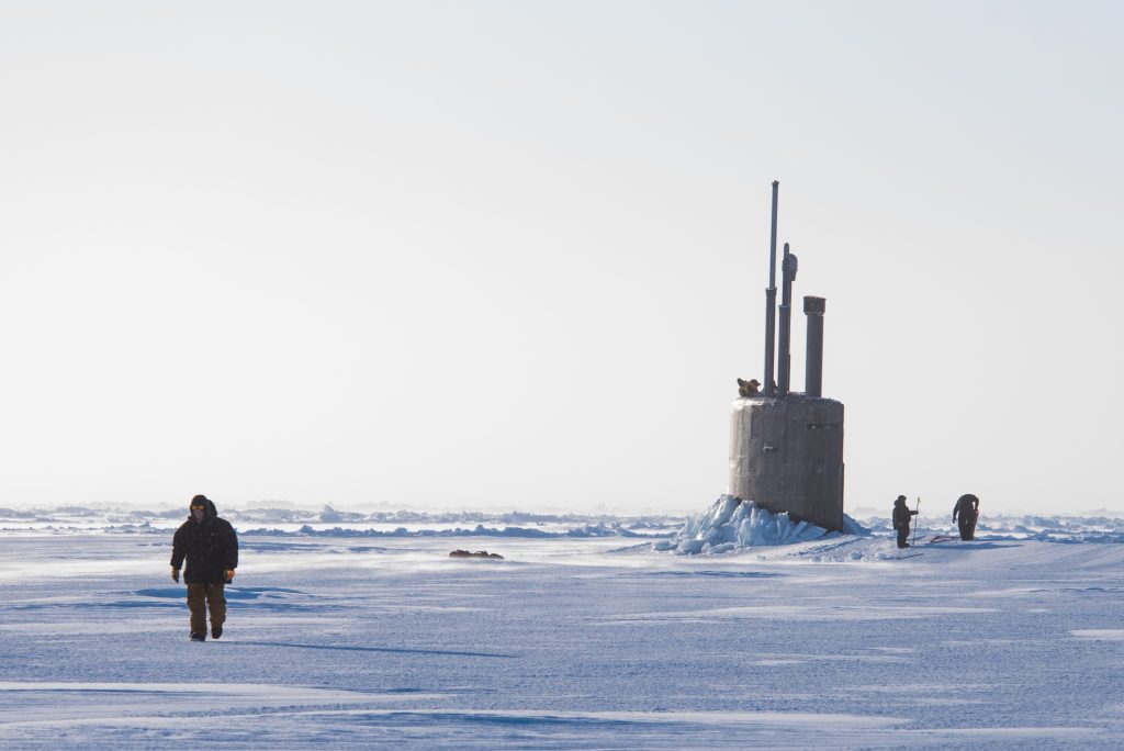 Photo: Beaufort Sea – USS Connecticut surfaces in support of Ice Exercise 2018. Credit: Michael Lee/North American Aerospace Defense Command.