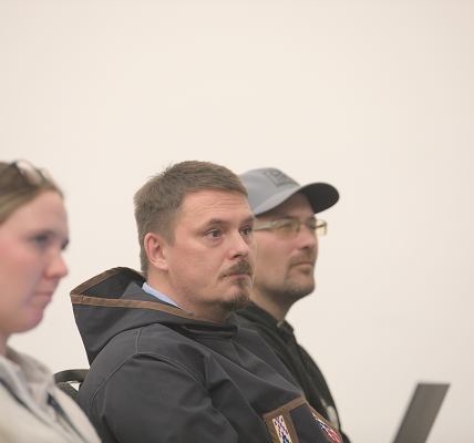 Premier P.J. Akeagok looks on during a string of presentations focused on Inuit Nunangat research. (Photo by Jorge Antunes)