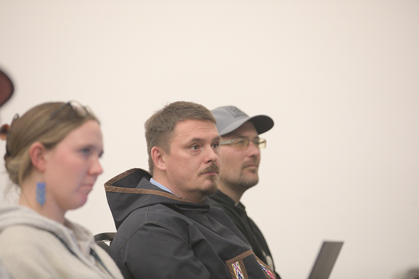 Premier P.J. Akeagok looks on during a string of presentations focused on Inuit Nunangat research. (Photo by Jorge Antunes)