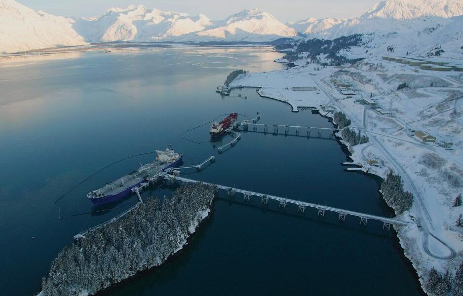 The Trans-Alaska Pipeline runs through Alaska; from the oil fields in the north of the state, to the Valdez Marine Terminal in the south (pictured). Here, the oil is loaded onto tankers for shipment to the international market. The 800-mile long pipeline is one of the world's longest pipeline systems and its construction was finished in 1977. (Photo: ConocoPhillips Company).