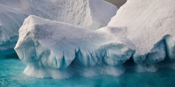 Icebergs are seen in the Arctic Ocean off the Franz Josef Land archipelago on August 20, 2021. (Ekaterina Anisimova/AFP via Getty Images)