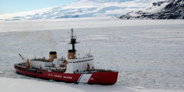 File photo provided by the US Coast Guard showing the US Coast Guard Cutter Polar Star breaking ice in the turning basin outside McMurdo Station, Antarctica, 15 February 2006. EPA/PA2 MARIANA O'LEARY / US COAST GUARD