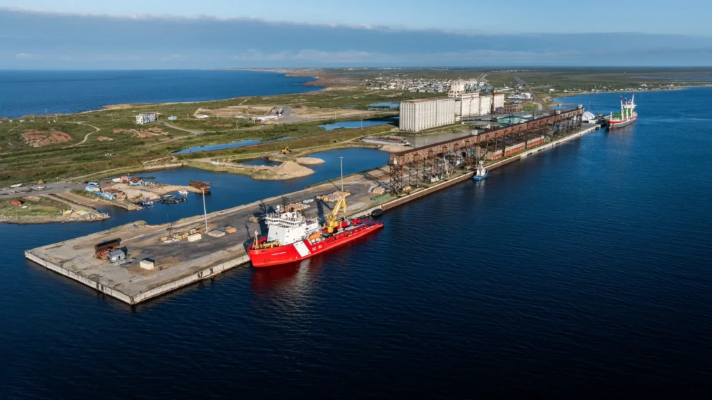 A Wagenborg ship at the Port of Churchill (Courtesy of Arctic Gateway Group)