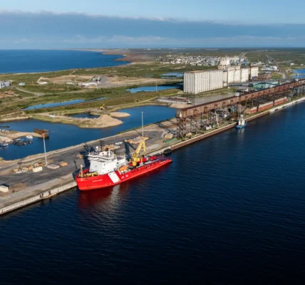 A Wagenborg ship at the Port of Churchill (Courtesy of Arctic Gateway Group)