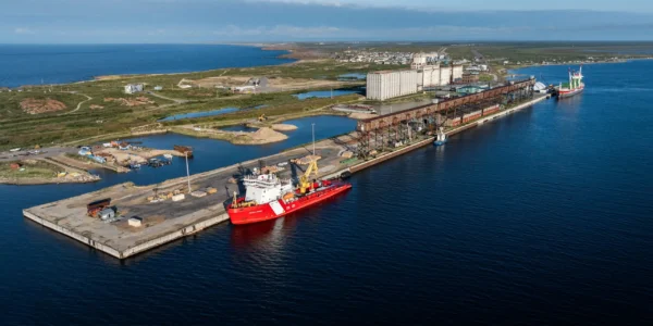 A Wagenborg ship at the Port of Churchill (Courtesy of Arctic Gateway Group)