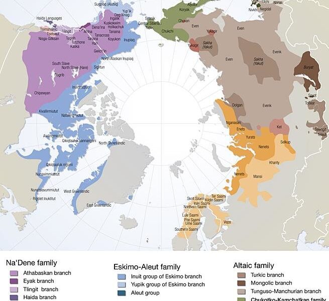 Map: Demography of indigenous people of the Arctic based on linguistic groups GRID Arendal and Hugo Ahlenius, Nordpil. (source: http://www.arcticcentre.org/EN/communications/arcticregion/Arctic-IndigenousPeoples/Demography)