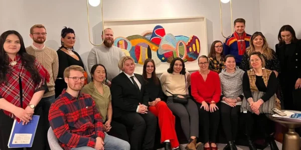 Arctic Policy Hackathon participants at the residence of the Ambassador of Canada to Iceland, Jeannette Menzies, during an event welcoming them to Reykjavík. Photo: The Gordon Foundation