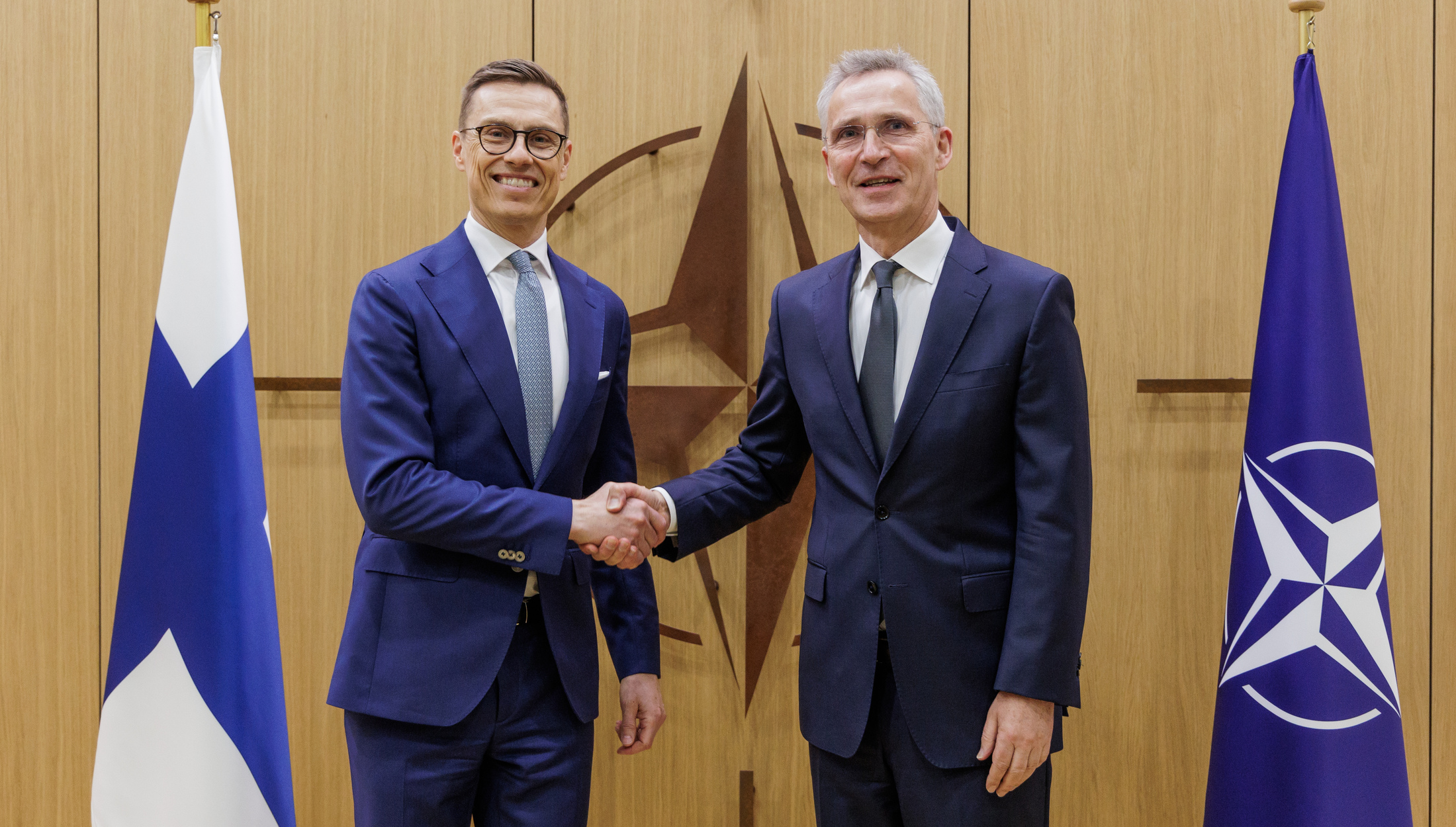 President of Finland Alexander Stubb with former NATO Secretary General Jens Stoltenberg (April 2024)